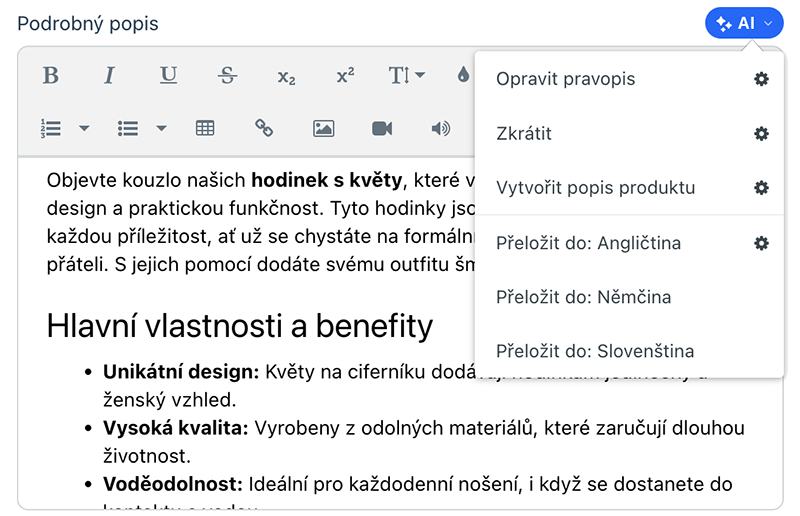 Obsah tvoříte přímo u produktu